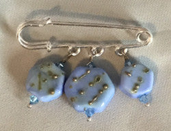 Handmade Blue Bead Shawl Pin