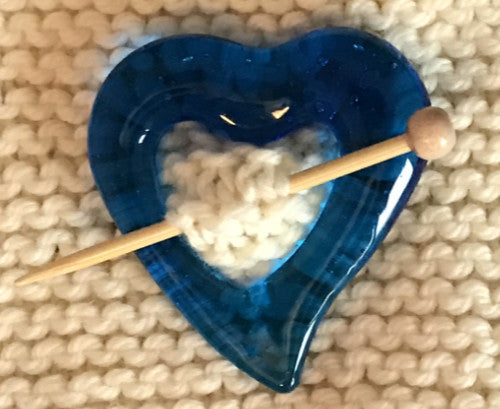 Blue Heart Shawl Pin