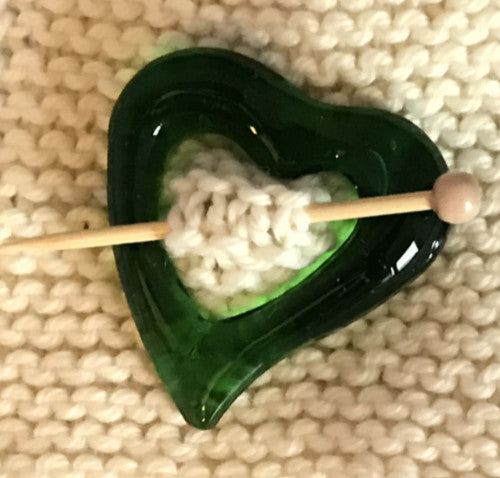 Green Heart Shawl Pin